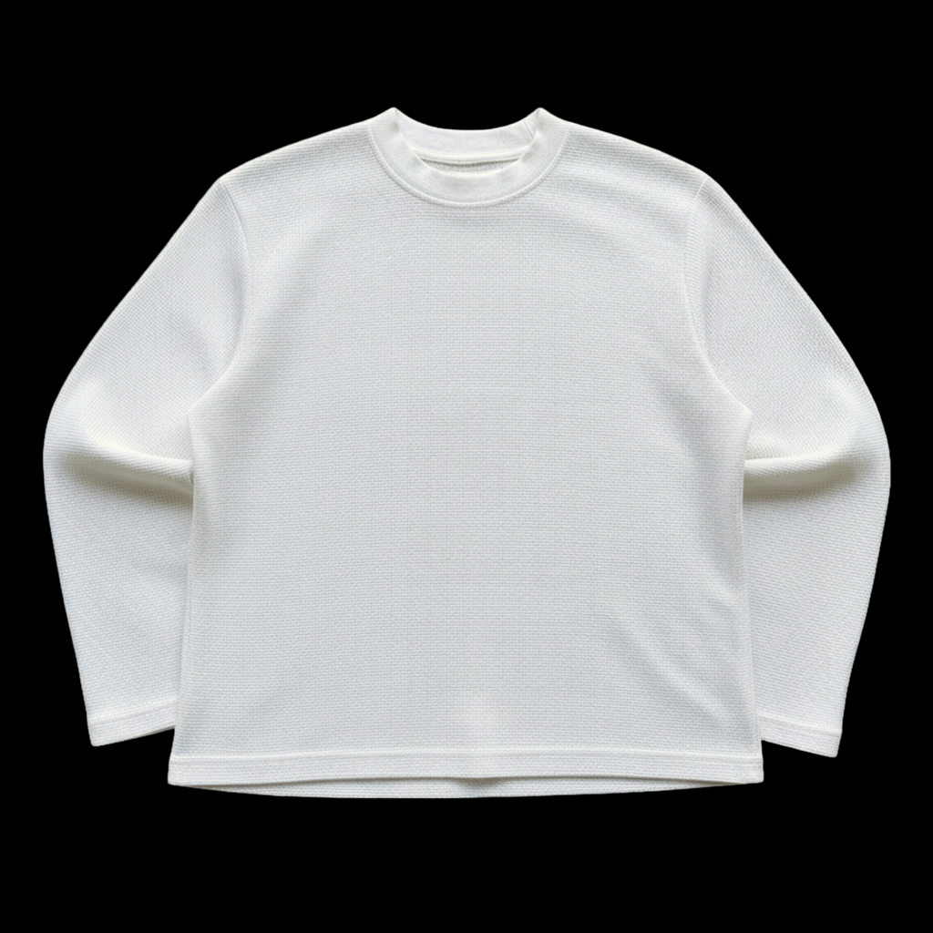 waffle knit oversized full-sleeve sweatshirt