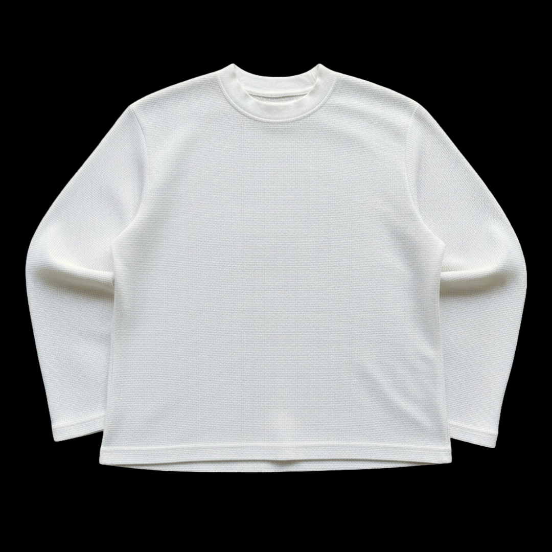 waffle knit oversized full-sleeve sweatshirt